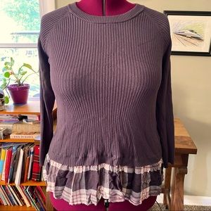 Size 2 Torrid Grey and Plaid Stretch Sweater